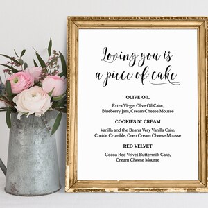 Dich zu lieben ist ein Stück Kuchen, Hochzeitstorte Menü, Benutzerdefinierte Hochzeitsschilder, Hochzeitstorte Schild, Kuchenmenü Schild, Hochzeitsbeschilderung, Hochzeitsdrucke
