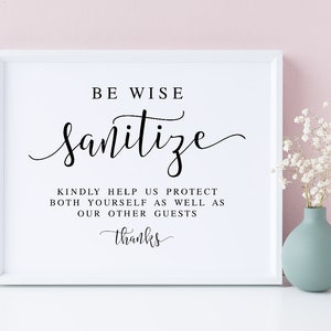 Sanitizing Station Sign: Wedding Reception Decor (Digital Download)