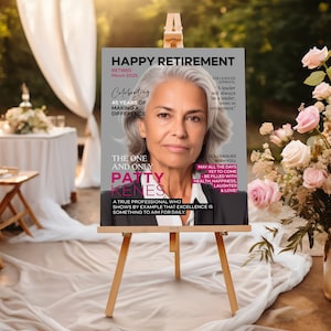 Retirement Magazine Cover Poster, Personalized Retirement Photo Print, Happy Retirement Gift Signs, Magazine Gift Poster, Retirement Party