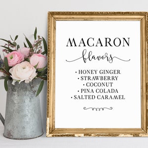 Macaron Flavors Sign, Macaron Sign, Macaroon Flavor Sign For Wedding, Wedding Signs, Wedding Sweets Sign, Wedding Table Sign, Reception Sign