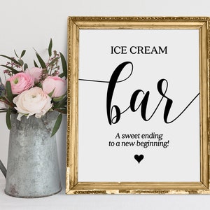 Ice Cream Bar Wedding Sign: Modern Minimalist Reception Decor (Digital Download)