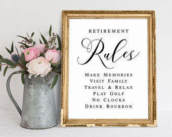 Retirement Rules Sign: Printable Retirement Party Decor (PDF & JPG)