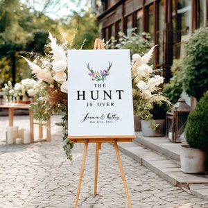 Letrero de boda &quot;La Caza Ha Terminado&quot;: Decoración minimalista imprimible (descarga digital)