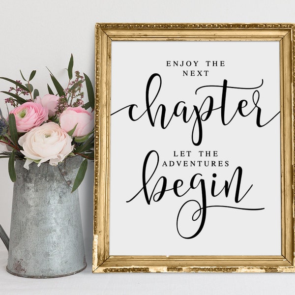 Enjoy The Next Chapter, Let The Adventures Begin, Retirement Sign, Retirement Printables, Farewell Sign, Retirement Gift Sign, Retiree Gift