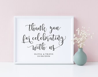 Personalized Wedding Thank You Sign: Elegant Reception Decor (PDF & JPG)
