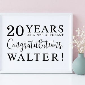 Personalized Work Anniversary Sign: Retirement Gift (PDF & JPG)
