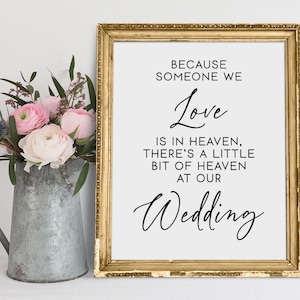 Heaven Wedding Memory Table Sign: Minimalist Decor (Digital Download)
