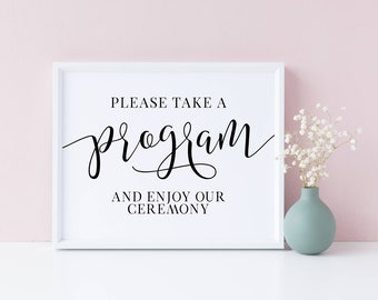 Modern Minimalist Wedding Program Sign (Digital Download)