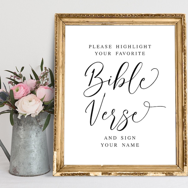 Please Highlight Your Favorite Bible Verse And Sign Your Name, Wedding Signs, Wedding Signage, Bible Verse Sign, Bible Guestbook Sign