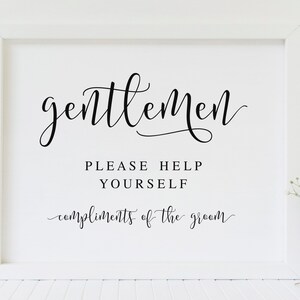 Gentlemen Bathroom Basket Sign, Wedding Gentlemen Room Sign, Wedding Bathroom Sign, Gentlemen Bathroom Sign, Wedding Printable Signs