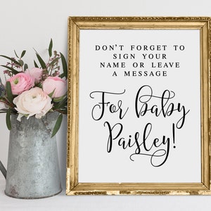 Leave A Message For Baby, Birthday Signs, Birthday Decor, Birthday Guestbook Sign, Guest Book Sign, Sign Your Name, Digital Download Sign