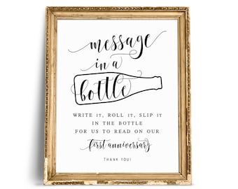 Message In A Bottle, Wedding Signs, Message In A Bottle Sign, Message In A Bottle Guest Book, Wedding Reception Signs,Wedding Sign Printable