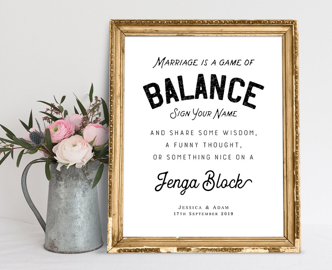 Marriage is A Game of Balance, Wedding Signs, Wedding Quotes, Wedding