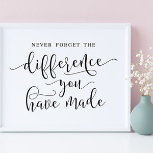 Never Forget The Difference You Have Made, Retirement Party Sign, Retirement Sign Printable, Retirement Sayings, Retirement Signage