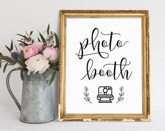 Wedding Photo Booth Sign: Elegant Script Printable (Digital Download)