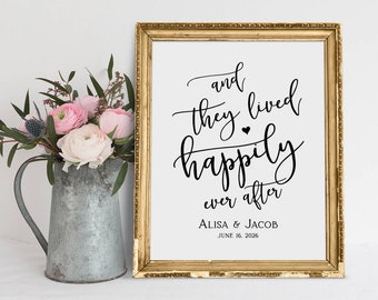 Plaque de mariage personnalisée : Happy Ever After imprimable (PDF et JPG)