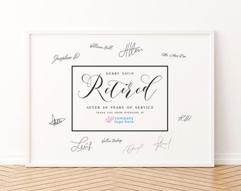 Personalized Retirement Signature Sign: Company Gift (PDF & JPG)
