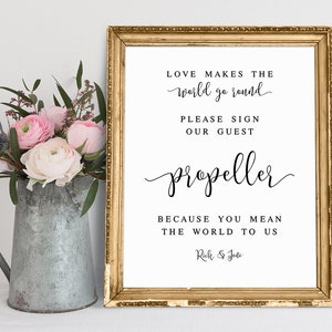Personalized Wedding Guestbook Sign: Love Makes The World Go Round (PDF & JPG)