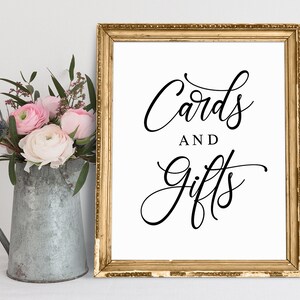 Cards and Gifts Wedding Sign: Elegant Calligraphy (Digital Download)