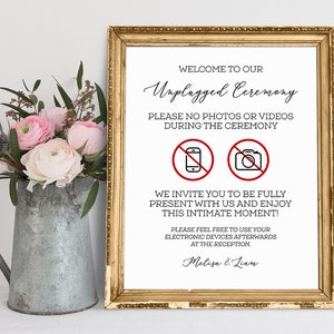 Unplugged Ceremony Sign, Welcome To Our Unplugged Ceremony, Custom Unplugged Sign, Unplugged Ceremony Wedding Sign, Wedding Unplugged Sign