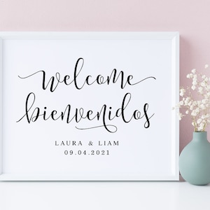 Welcome Bienvenidos Wedding Sign, Wedding Welcome Sign, Spanish Welcome Sign For Wedding, Wedding Signs, Welcome Sign, Wedding Printables