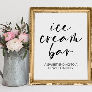 Ice Cream Bar Wedding Sign: Minimalist Reception Decor (Digital Download)