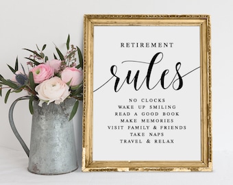 Retirement Rules Sign: Printable Party Decor (PDF & JPG)