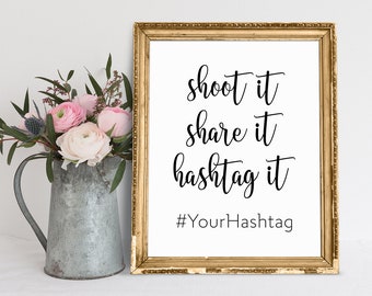 Hochzeit Hashtag Schild: Moderne Hochzeits-Printables (PDF & JPG)