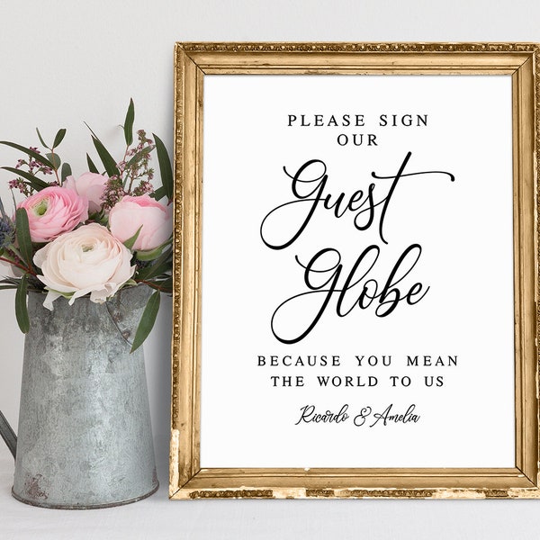 Please Sign Our Guest Globe Because You Mean The World To Us, Wedding Signs, Guest Globe Sign, Globe Guest Book Sign, Please Sign Sign