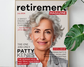 Póster personalizado con foto de portada de revista de jubilación (descarga digital)