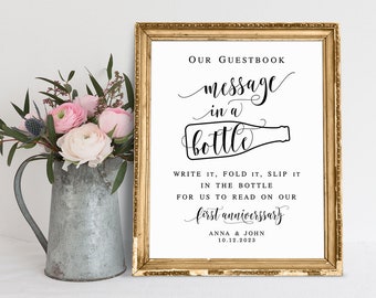 Message In A Bottle Guestbook Sign: Wedding Decor (PDF & JPG)