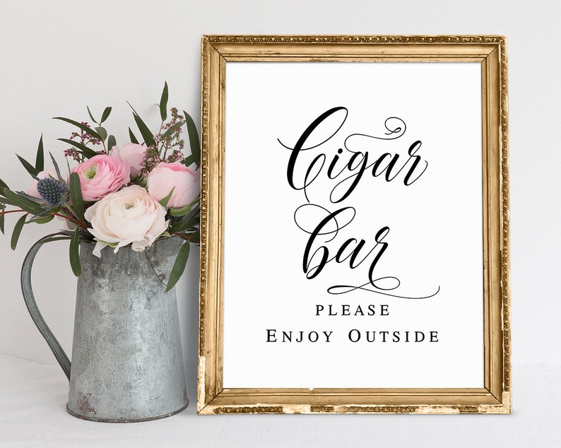 Cigar Bar Please Enjoy Outside Wedding Cigar Bar Sign Etsy
