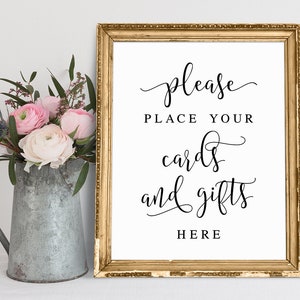 Plaats hier uw kaarten en geschenken, kaarten en geschenken teken, bruiloft tekenen, bruiloft bewegwijzering, bruiloft printables, kaarten teken, geschenken teken