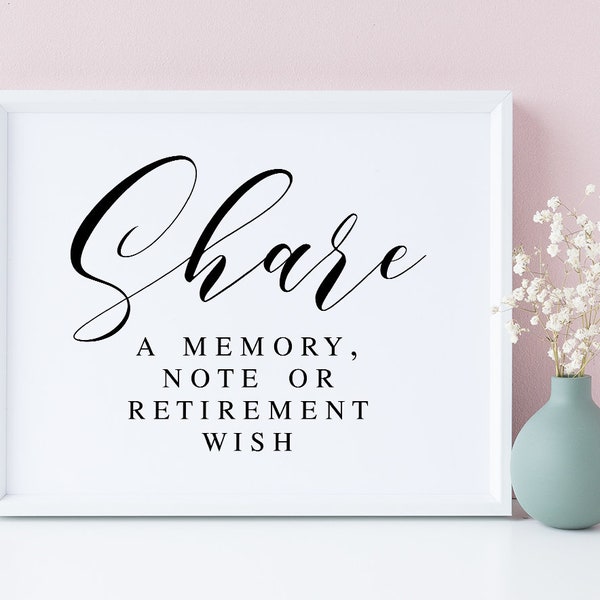 Share A Memory Note Or Retirement Wish, Retirement Party Sign, Retirement Guestbook, Retirement Signage, Retirement Celebration Decor Sign