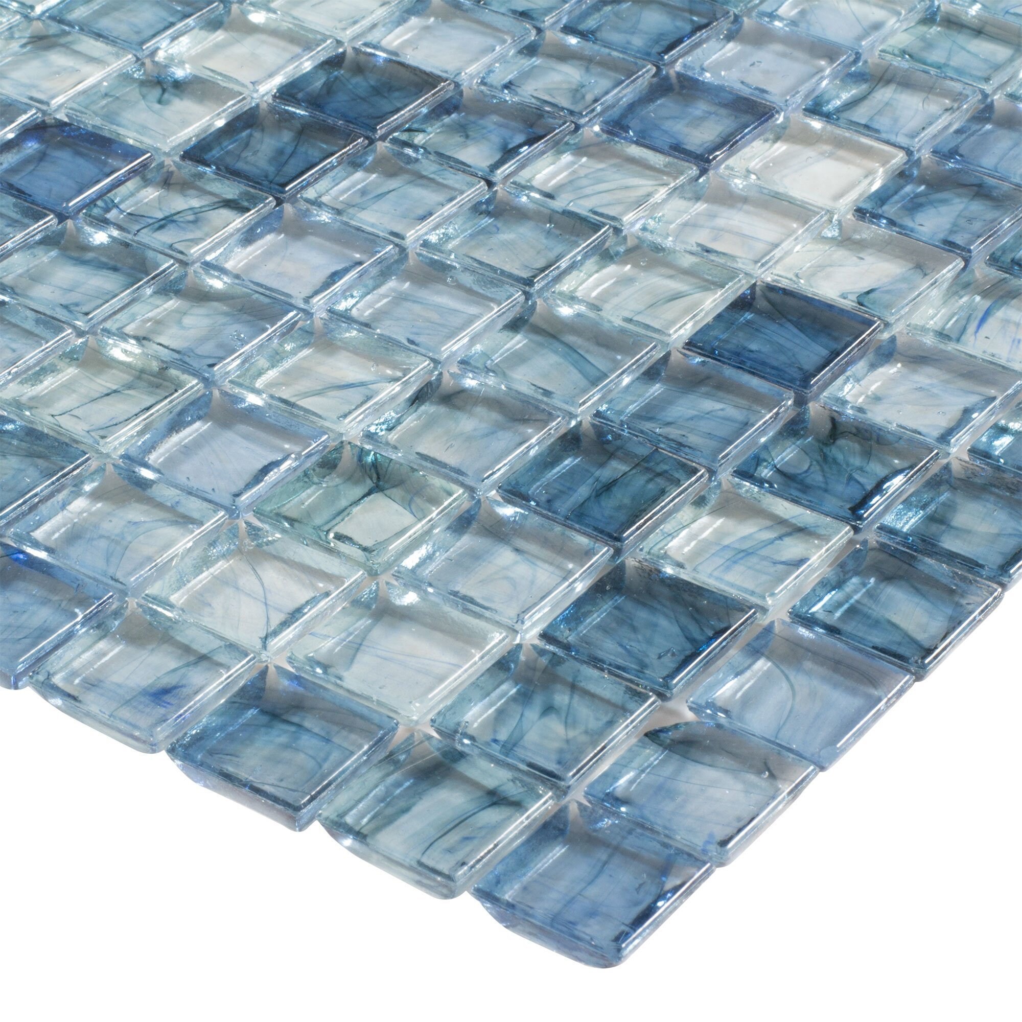 GTR10013 m2 1 SQM Glass Mosaic Tiles Black Blue-Grey White 300x300x4mm 