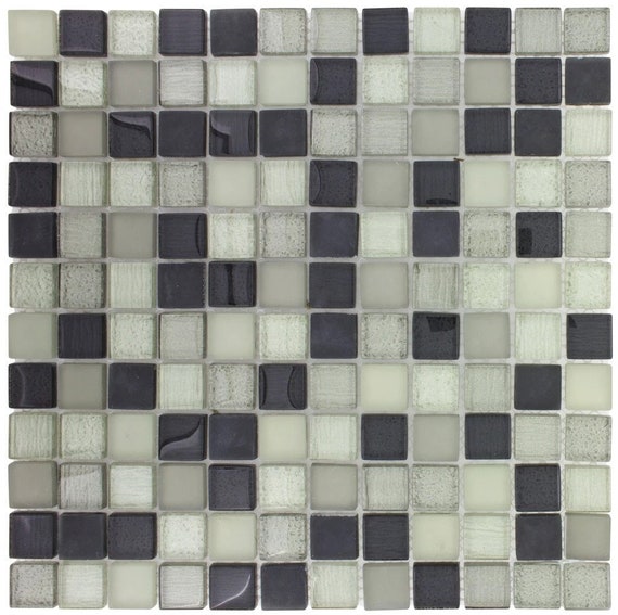 Mto0390 Modern 1x1 Stacked Squares Grey White Glossy Glass Etsy