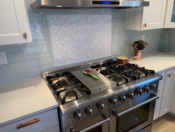 blue subway backsplash tile