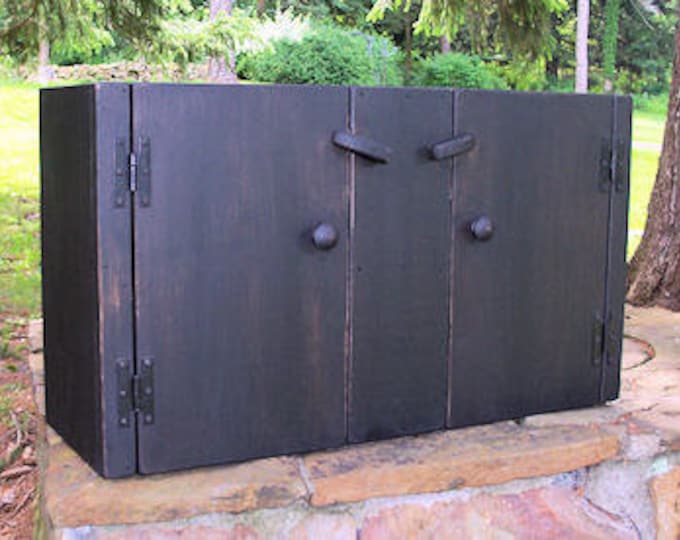 Primitive Farmhouse Small Wall Cupboard Shelf Hanging Painted