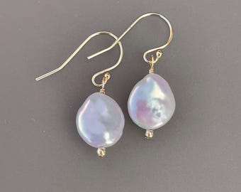 White Pearl Drop Dainty Earrings, Bridal, Wedding, Iridescent, Luminous, June Birthstone