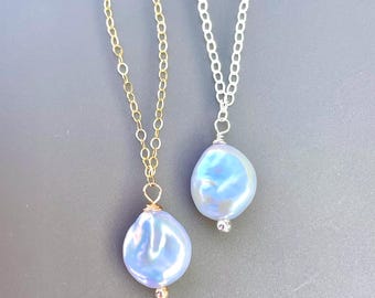 Freshwater White Pearl Pendants, Minimalist, Metal Choice, Dainty, Bridal, Wedding, Minimalist