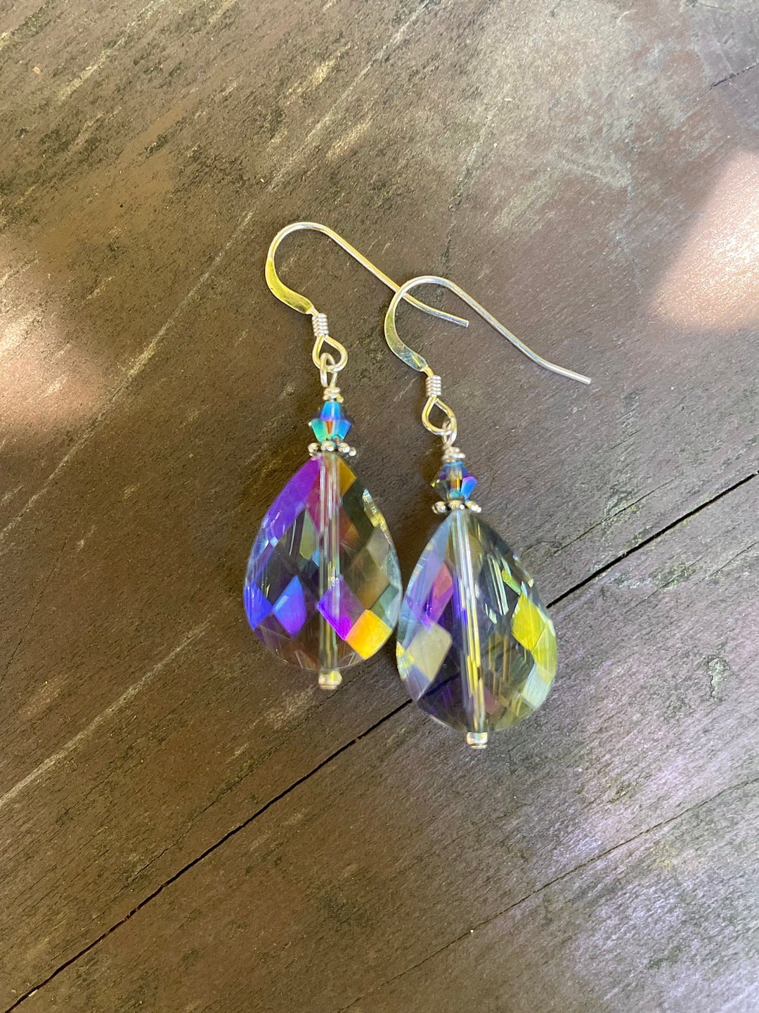 Crystal Raindrop Prism Earrings, Bridal, Wedding, Sparkly, Gift for Her