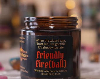 Friendly Fire(ball) - Scented DnD Candle, Fantasy Decor, Gamer Gift, Enchanted Scent