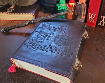 Handmade Leather Journal – Book of Shadows, Secure Latches, Velvet Lining