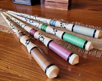 Enchanted Maple Wand With Hand-Painted Vine Design for Wizards, Witches & Fantasy Enthusiasts