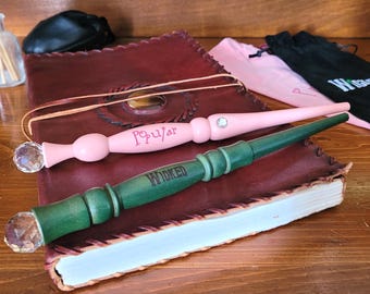 Glinda and Wicked Witch Wands: Handcrafted Cherry Wands with Gem Accents