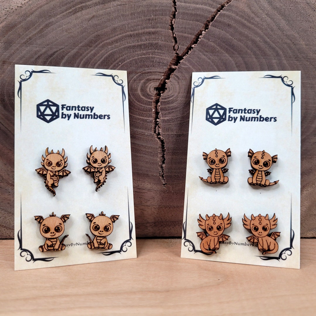 Cute Dragon Earring Variety Pack, 4 Pack in Cherry Wood Etsy