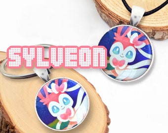 Sylveon Necklace or Keychain 25mm