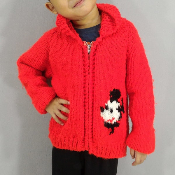 Rare! Vintage 70s Mickey Mouse Knitted Sweater Jacket Talon Zipper For Boy And Girl