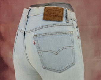 Size 28 Levi's 501 Vintage Jeans-Button Fly Jeans-Light Wash-Made In USA, waist 28" Medium