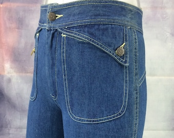 Size 26 Vintage Rare Faded Glory Women's Flare Jeans High Waisted Vintage Wide Leg Tall Jeans Hippie Bell Bottoms Dark Blue Bells Mom Jeans